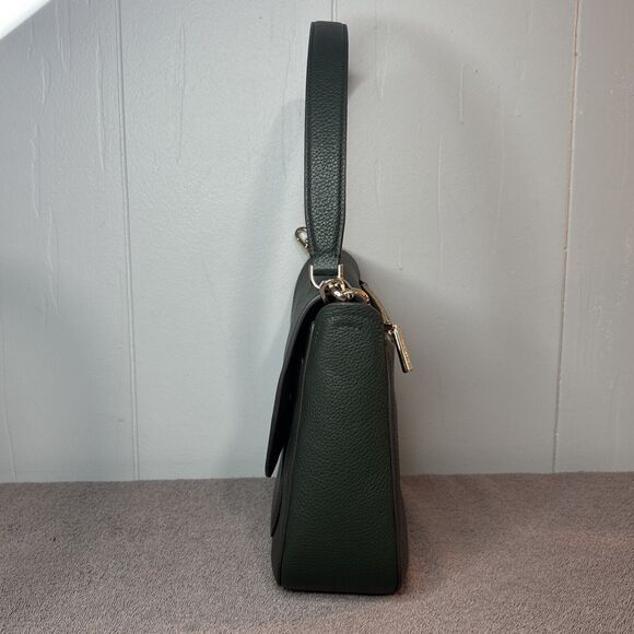 kailee medim flap shoulder bag Detachable Crossbody Strap Pebbled Hunter Green - Picture 4 of 12